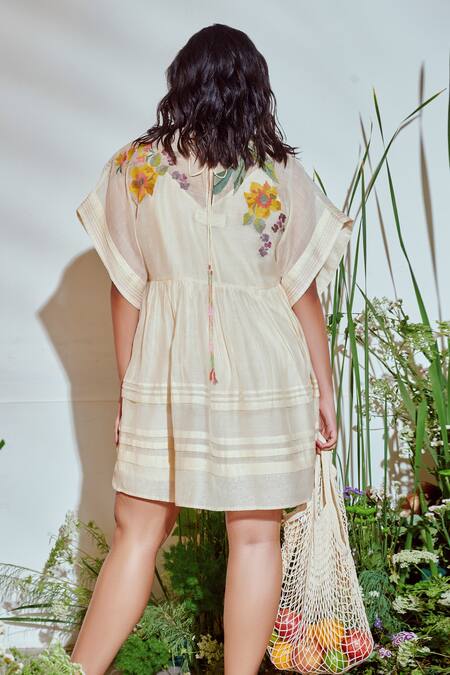 Half Full Curve Holiday Florals Chanderi Dress 