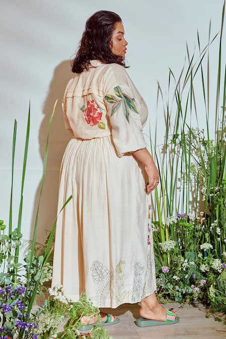 Half Full Curve Cotton Shirt Style Dress 