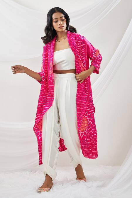 Twenty Nine Gajji Silk Bandhani Overlay & Tulip Pant Set 