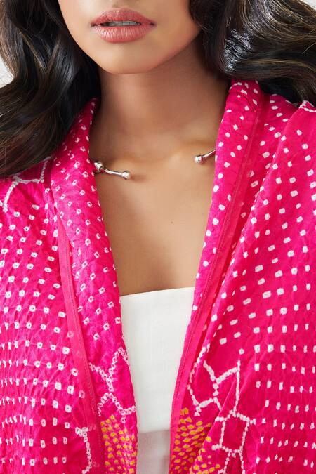 Shop_Twenty Nine_Pink Gajji Silk Lapel Collar Overlay And Tulip Pant Set_Online_at_Aza_Fashions