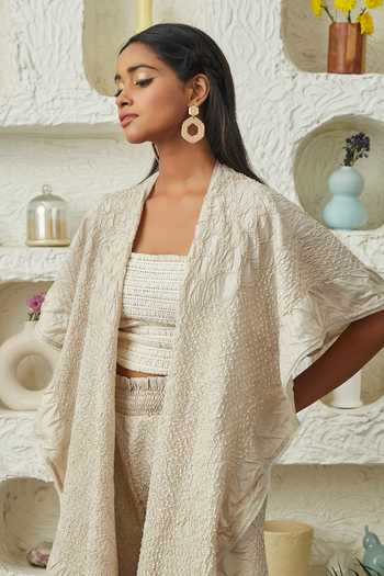 Buy Twenty Nine Grey Crushed Silk Lapel Overlay Online at Aza Fashions Buy_Twenty Nine_Grey Crushed Silk Lapel Overlay_Online_at_Aza_Fashions