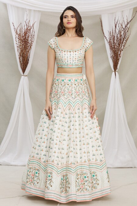 Buy Beige Golden Sequence Embroidered Lehenga Choli In USA, UK, Canada,  Australia, Newzeland online