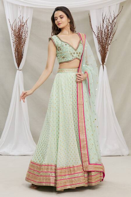 Buy Green Floral Designer Lehenga With Embroidered Blouse, Indian Wedding  Engagement Reception Lehenga, Ready to Wear Lehenga Choli for Women Online  in India - Etsy