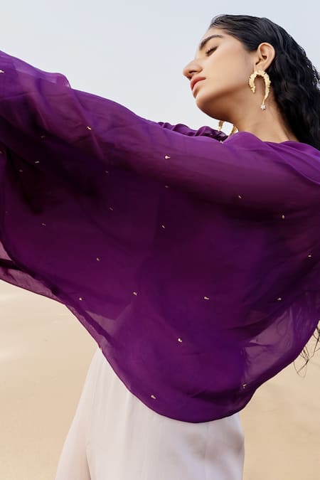Buy_Ease_Purple Satin , Viscose Cutdana, Tikki Embroidered Jumpsuit _Online_at_Aza_Fashions