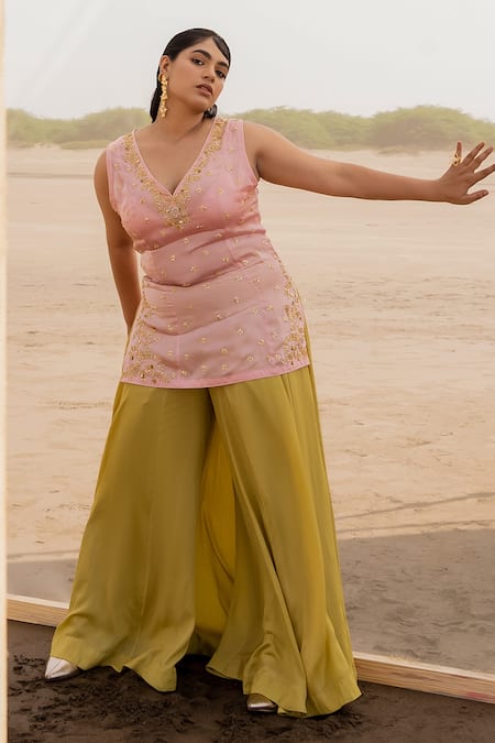 Ease Embroidered Kurta Palazzo Set 