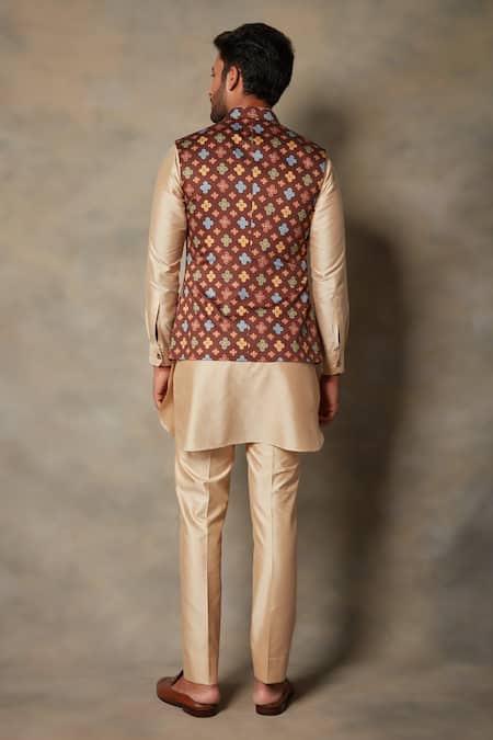 Gargee Designers Floral Print Bundi & Kurta Set 