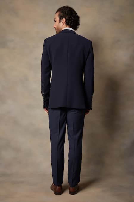 Shop_Gargee Designers_Black Polyester Abstract Embellished Tuxedo And Pant Set _at_Aza_Fashions