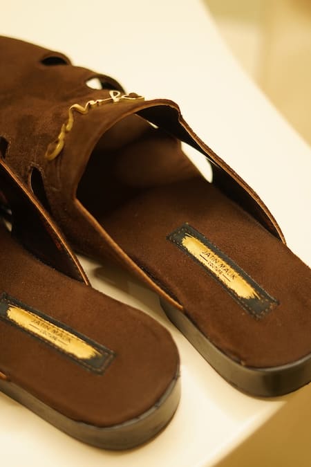 Buy_Jatin Malik_Brown Side Cut-out Mules _Online_at_Aza_Fashions