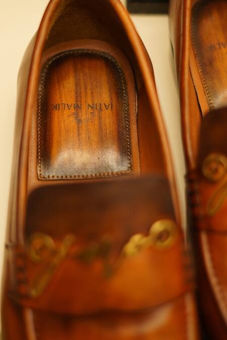 Buy_Jatin Malik_Brown Double Tone Leather Shoes _Online_at_Aza_Fashions