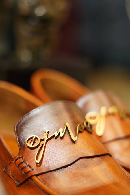 Shop_Jatin Malik_Brown Double Tone Leather Shoes _Online_at_Aza_Fashions