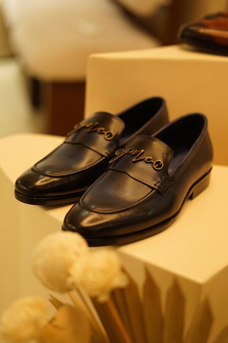 Buy_Jatin Malik_Blue Leather Double Tone Shoes _Online_at_Aza_Fashions