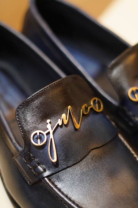 Shop_Jatin Malik_Blue Leather Double Tone Shoes _Online_at_Aza_Fashions