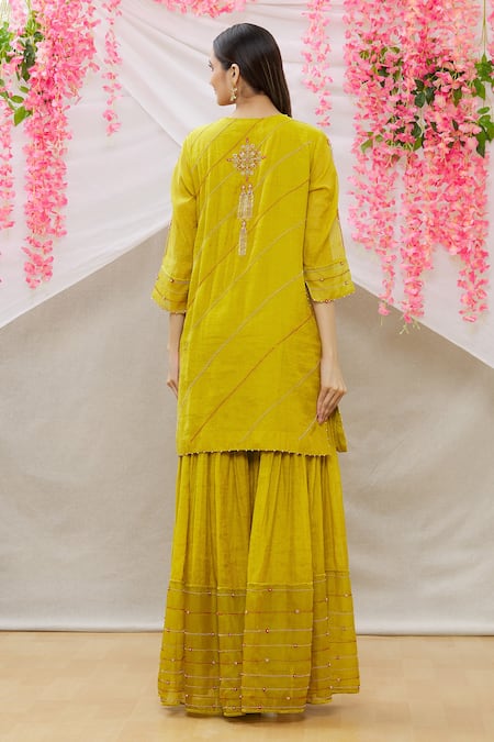 Sozenkari Hand Embroidered Kurta Sharara Set 