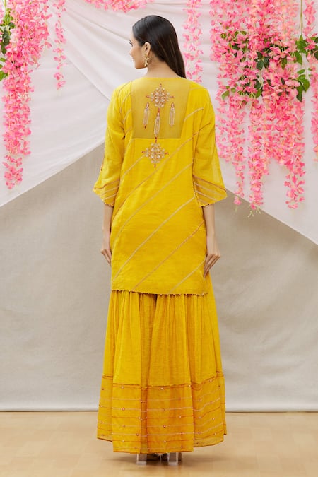 Sozenkari Bead Embroidered Kurta Sharara Set 