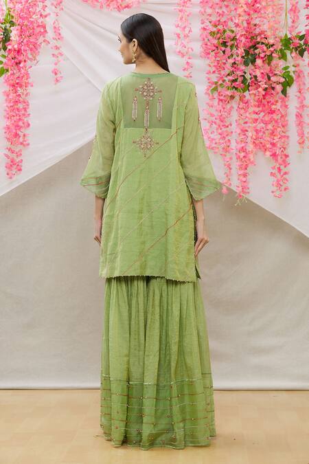 Sozenkari Hand Embroidered Kurta Sharara Set 