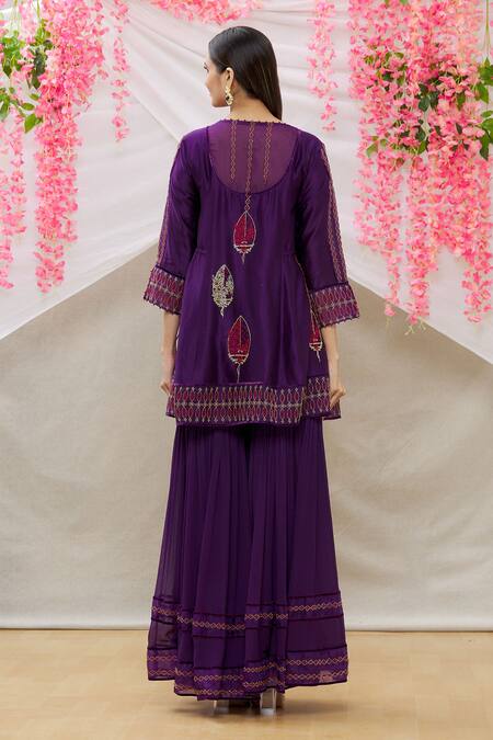Sozenkari Zardozi Embroidered Kurta Sharara Set 