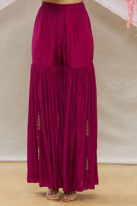 Shop_Sozenkari_Pink Pure Chanderi Tissue And Dupatta Bandhani Hand Embroidered Anarkali Set _Online_at_Aza_Fashions