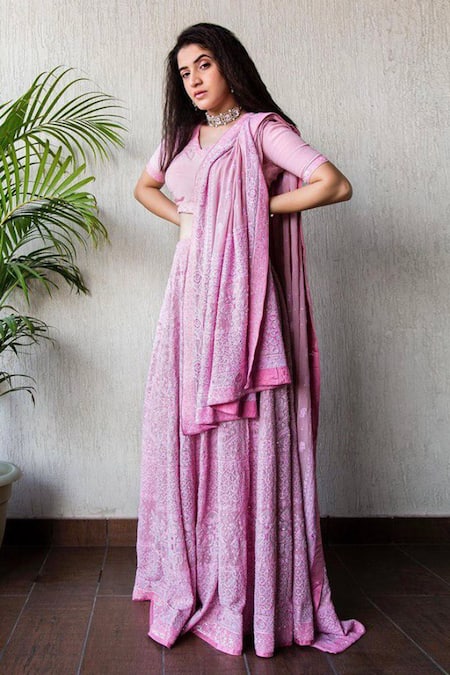 Iktaar By Meena Chikankari Lehenga Set 