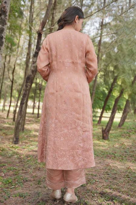 Iktaar By Meena Chikankari Jacket Style Kurta & Pant Set 