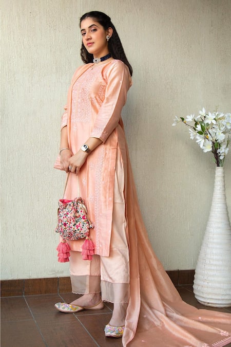 Iktaar By Meena Chanderi Kurta Pant Set 