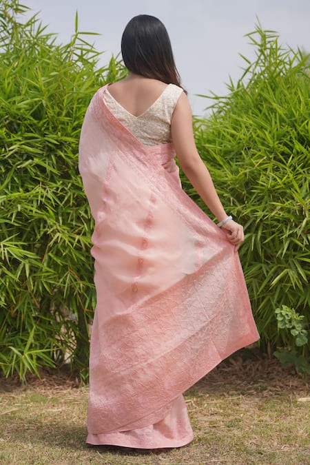 Iktaar By Meena Floral Chikankari Saree 