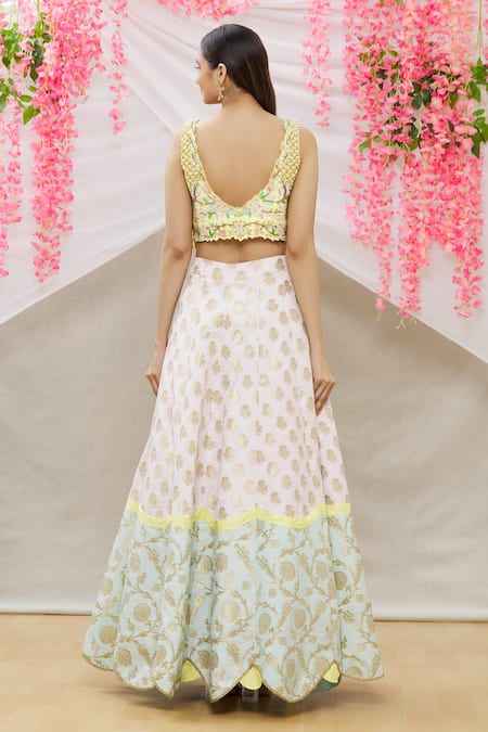 Neha Mehta Couture Brocade Silk Lehenga Set 