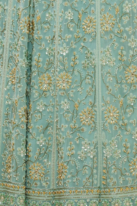 Shop_Neha Mehta Couture_Green Lucknowi Lehenga Set_Online_at_Aza_Fashions