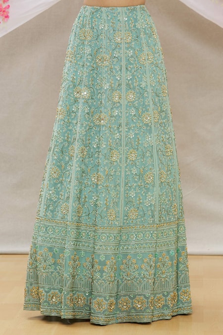 Neha Mehta Couture_Green Lucknowi Lehenga Set_at_Aza_Fashions