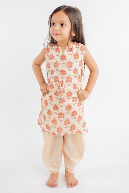 Buy MR Brat Beige Muslin, Cotton Printed Kurta And Dhoti Pant Set Online at Aza Fashions Buy_MR Brat_Beige Muslin, Cotton Printed Kurta And Dhoti Pant Set _Online_at_Aza_Fashions