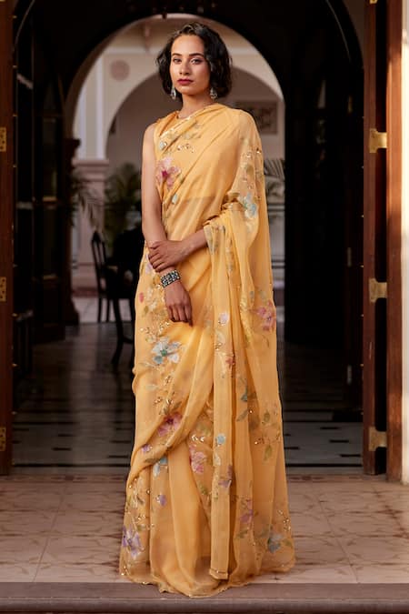 Atelier Shikaarbagh Floral Embellished Saree 