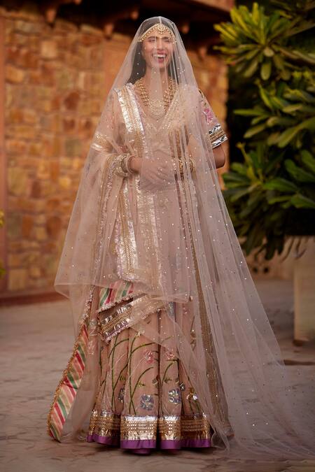 Buy Atelier Shikaarbagh Pink Organza, Brocade Bird, Floral, Brocade, Embroidered Bridal Lehenga Set Online at Aza Fashions Buy_Atelier Shikaarbagh_Pink Organza, Brocade Bird, Floral, Brocade, Embroidered Bridal Lehenga Set _Online_at_Aza_Fashions