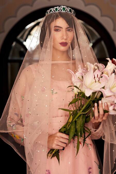 Buy Atelier Shikaarbagh Pink Organza, Satin Floral Round Embroidered Gown Online at Aza Fashions Buy_Atelier Shikaarbagh_Pink Organza, Satin Floral Round Embroidered Gown _Online_at_Aza_Fashions