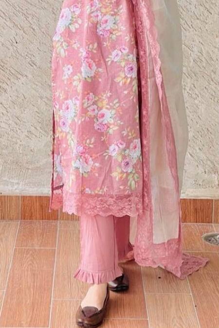 Buy_Roze_Peach Cotton Suraiya Pant_Online_at_Aza_Fashions