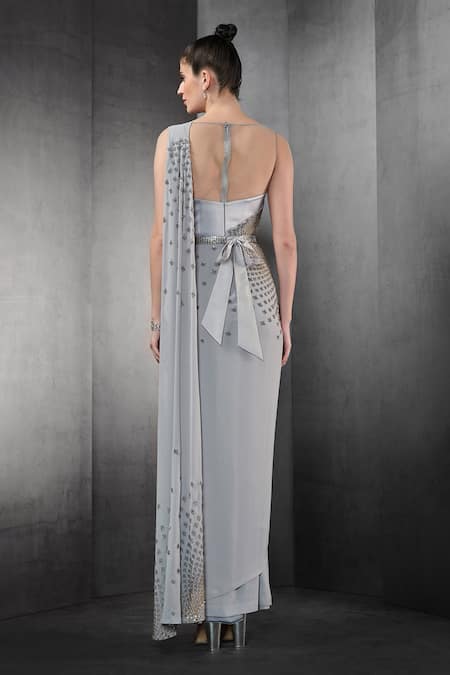 Rohit Gandhi + Rahul Khanna Crystal Embroidered Saree Gown 
