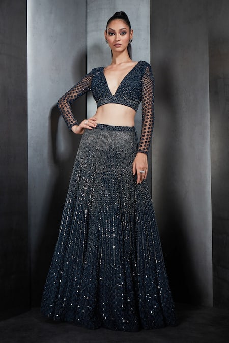 Rohit Gandhi + Rahul Khanna Embroidered Lehenga & Blouse Set 