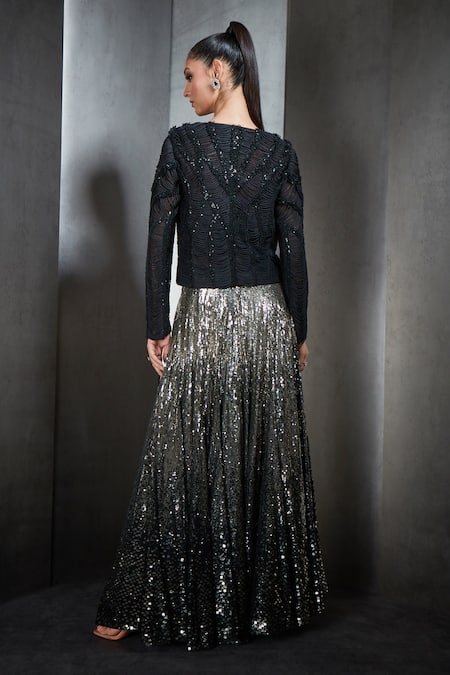 Rohit Gandhi + Rahul Khanna Sequin Jacket & Ombre Lehenga Set 