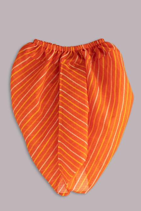 Minikin_Yellow Cotton, Silk, Kota Doria Embroidery, Cut Work Peacock Feather Kurta Set _Online_at_Aza_Fashions