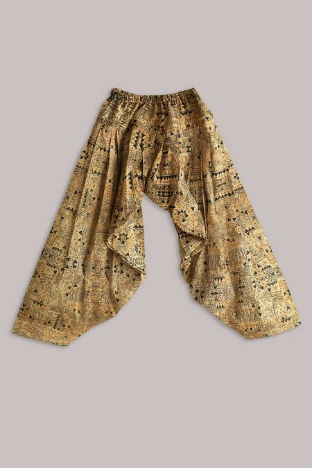 Minikin_Black Cotton, Silk Embroidery Sherwani And Printed Patiala Set _Online_at_Aza_Fashions