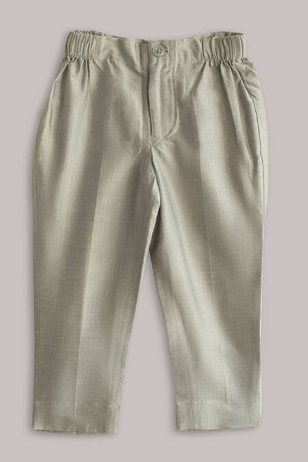 Minikin_Black Cotton, Silk Elephant Print Sherwani Set _Online_at_Aza_Fashions