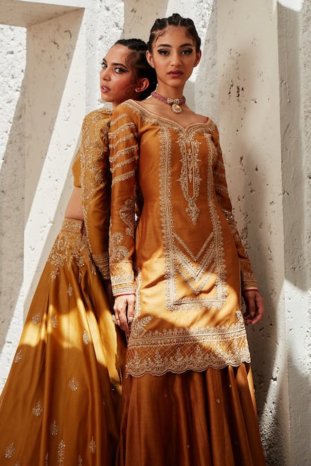 Jigar Mali Chanderi Kurta & Sharara Set 