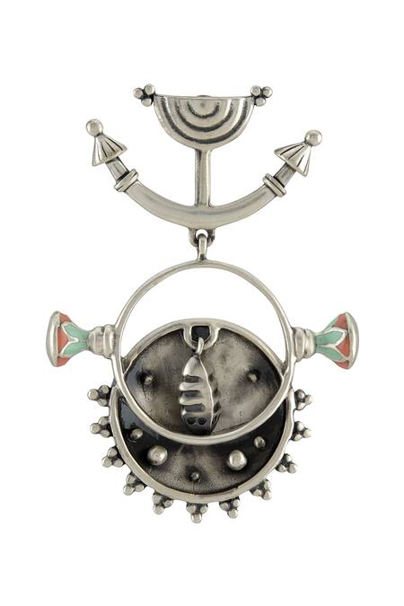 Tribe Amrapali_Silver Plated Enamel Lotus Chakra Earrings _Online_at_Aza_Fashions