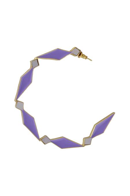 Varnika Arora_Gold Plated Embroidery Sienna Enamelled Hoops_Online_at_Aza_Fashions