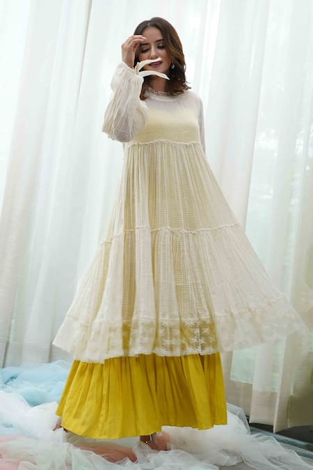 Show Designer White Tier Short Dress For Women Online – Ordinaree