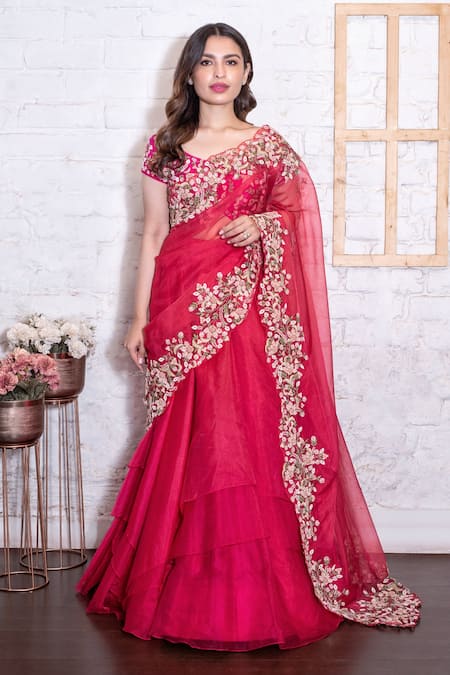 Vasavi Shah Lehenga Saree With Embroidered Blouse 