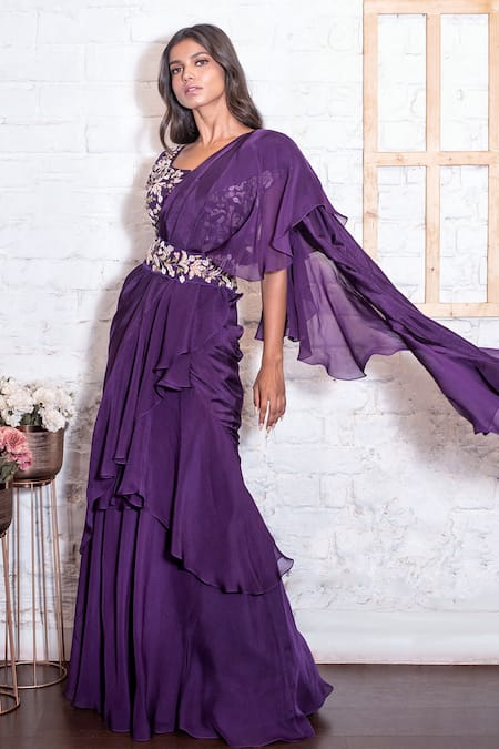 Vasavi Shah Ruffle Pre-Draped Saree With Blouse 