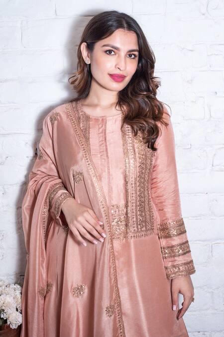 Buy Vasavi Shah Pink Cotton, Russian Silk Dori, Sequin Round Embroidered Kurta Sharara Set Online at Aza Fashions Buy_Vasavi Shah_Pink Cotton, Russian Silk Dori, Sequin Round Embroidered Kurta Sharara Set _Online_at_Aza_Fashions