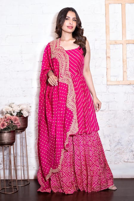 Vasavi Shah Bandhej Print Anarkali Gharara Set 