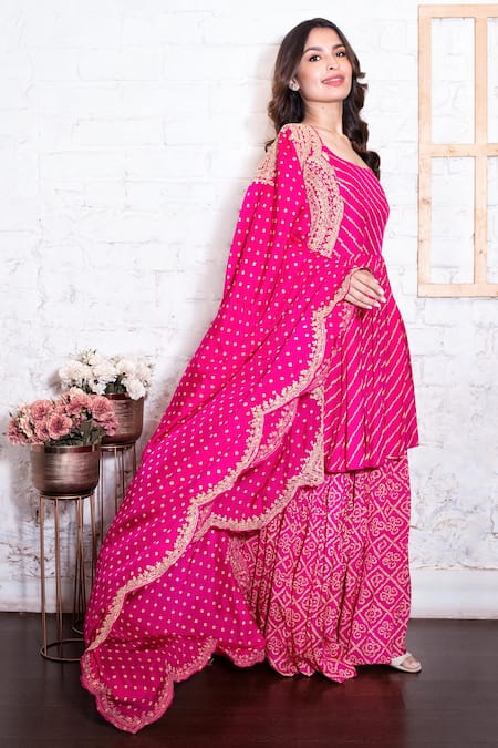 Vasavi Shah Bandhej Print Anarkali Gharara Set 