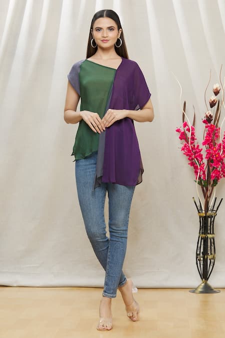 Megha Garg Colorblock Draped Top 