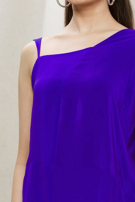 Megha Garg Purple Crepe Asymmetric Draped Tunic at Aza Fashions Megha Garg_Purple Crepe Asymmetric Draped Tunic _at_Aza_Fashions